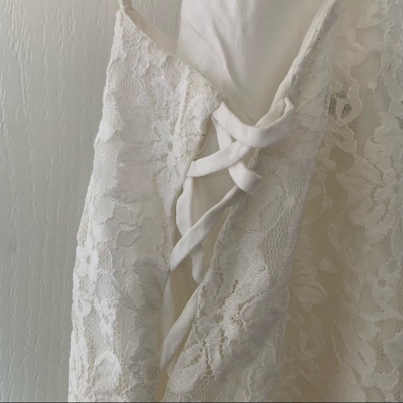 Forever21 White Lace Floral Halter Front Dress - Small - Picture 6 of 8